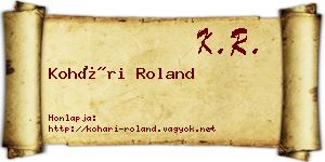 Kohári Roland névjegykártya